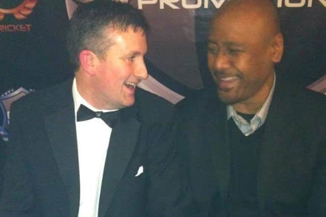 Pete with rugby legend Jonah Lomu