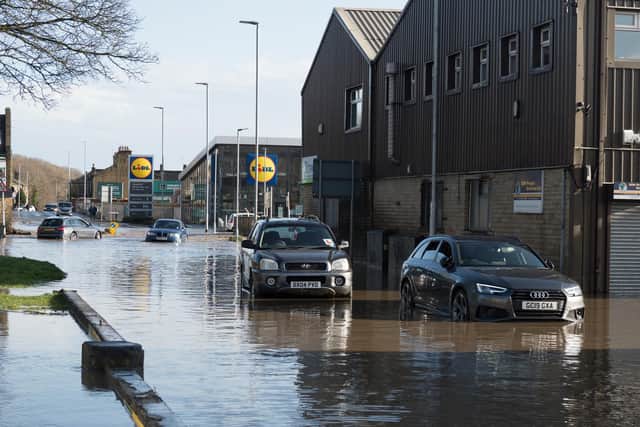 Flooding in Brighouse after storm Ciara hit Calderdale on February 2020. Photo: Steven Lord