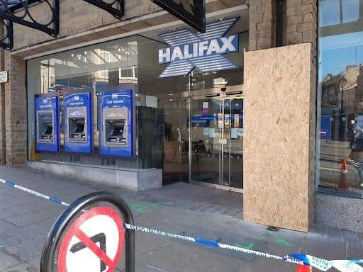 Police tape around the bank this morning (Thursday)