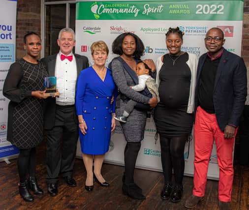 Light Up African Heritage Calderdale, previous winners of the Best New Charity Award with sponsor Martin Hague of Lattitude7.