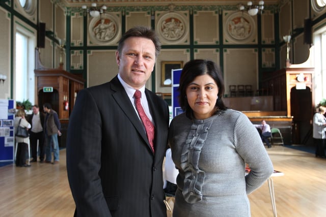 Baroness Sayeeda Wasi at Todmorden Town Hall with Craig Whittaker,