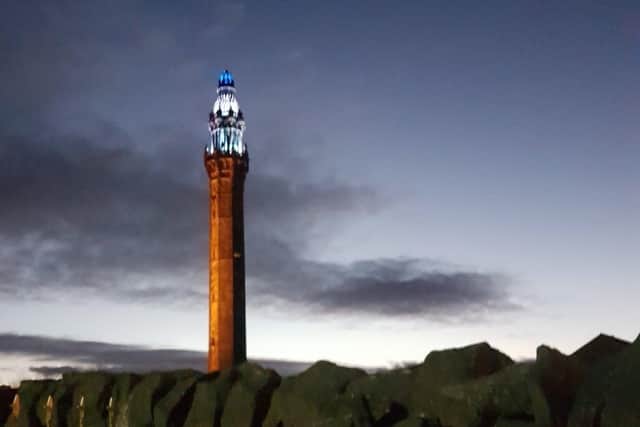 Lighting up in the night sky – Wainhouse Tower. Picture: Calderdale Council