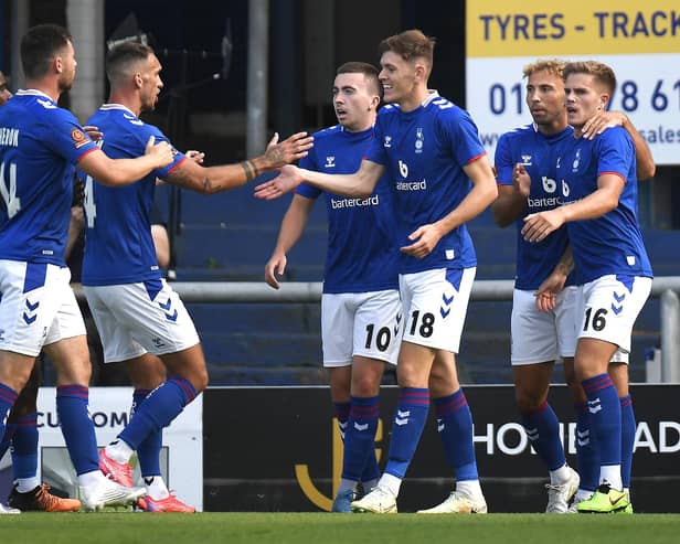 Oldham Athletic. (Photo by Richard Martin-Roberts/Getty Images)