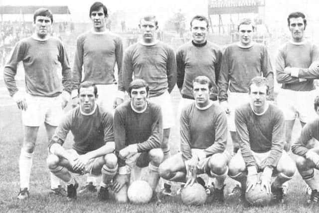 Team photo shows Meagan front row, right, with the successful Halifax Town side of 1968-69.