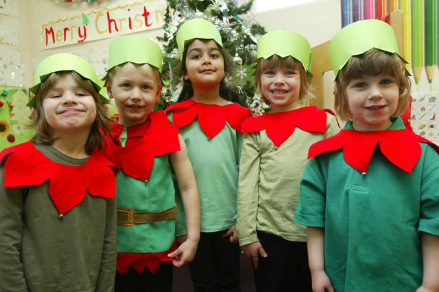 Mrs Wadsworth's Reception class and KS 1 children from St John's School, Clifton, present their nativity, 'Christmas Recipe' in school.
Pictured (from left) are:- Ollie Thorpe, Harry Thompson, Jyoti Kaur, Casper Lawton and Alice Carlton, all four-years-old.