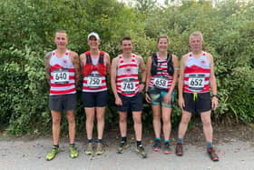 Calder Valley's veterans signed off in style in the final race of the Rossendale Harriers Midweek Series. Pic: Karen Corbett