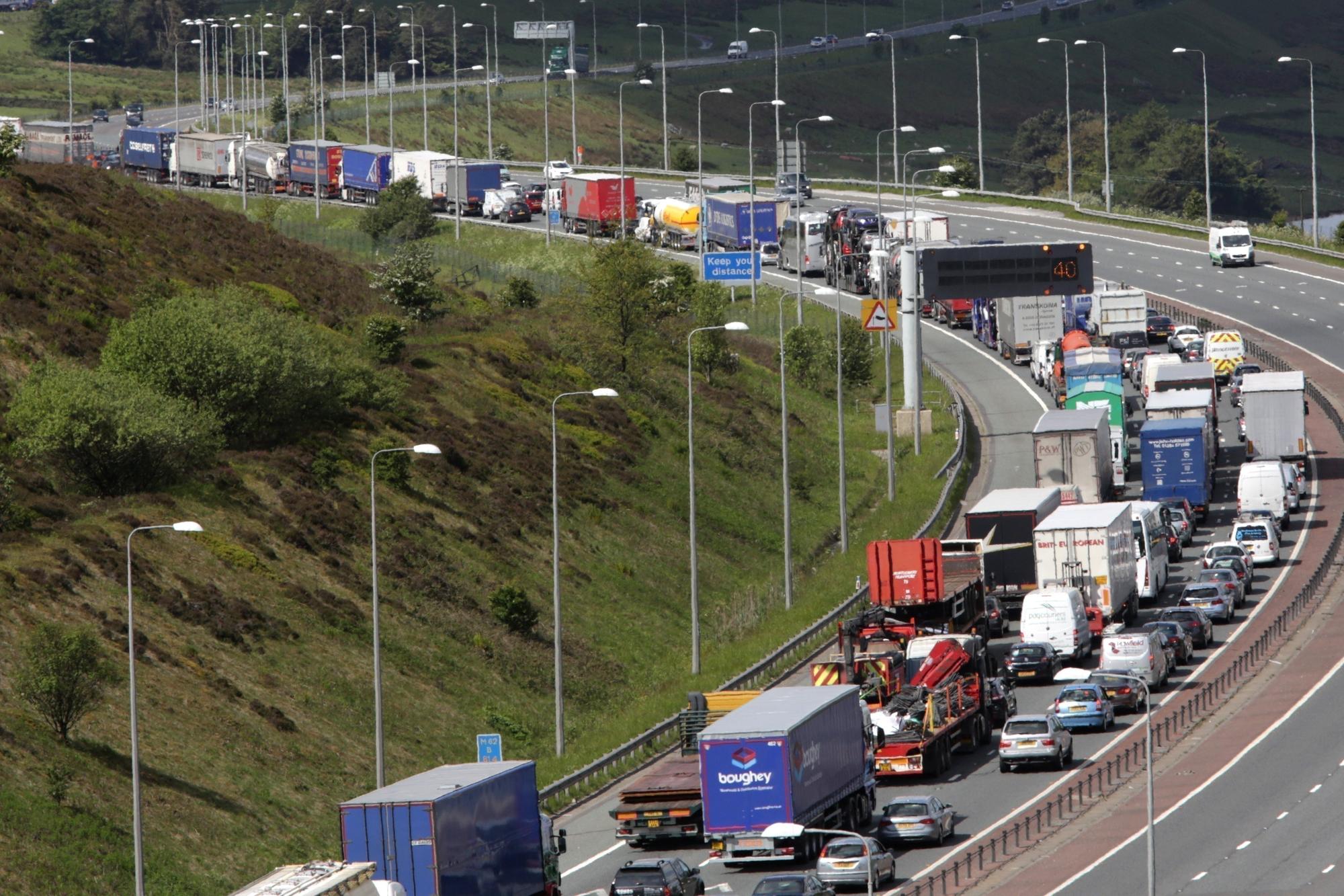 Multi vehicle crash on M62 eastbound with residual delays of 70 minutes this morning