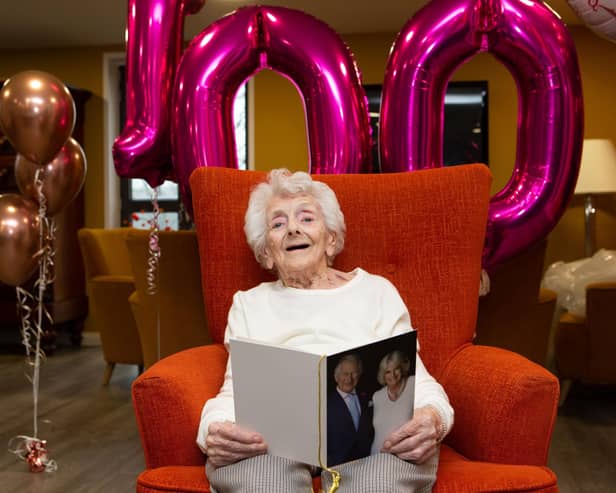 Dora celebrates her 100th birthday at Bridge House Care Home, Brighouse