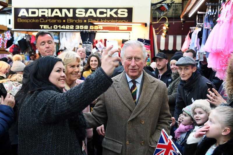 King Charles and Queen Camilla visit traders at Halifax Borough Market