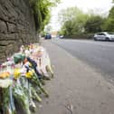 Flowers at of fatal crash scene of the crash on Burnley Road