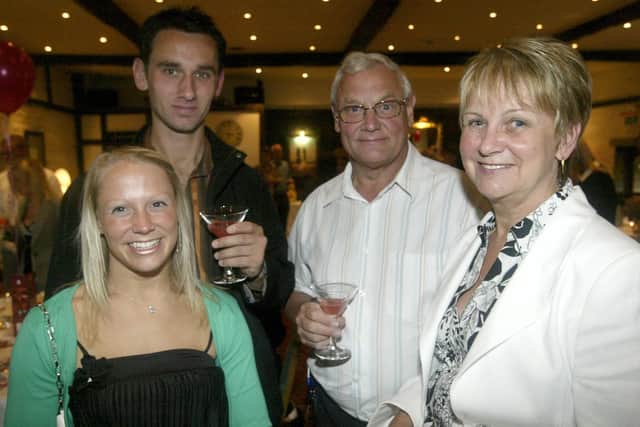 Summer Garden Party at Holdsworth House. From the left, Emma Kind, Sean Wilkinson, David Kind and Susan Kind