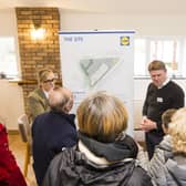 Exhibition of plans for Lidl store in West Vale. Beth Clark from Lidl, and Jim Budd from SCP Transport discuss the plans.