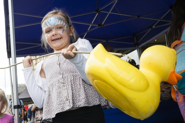 Isabella Heppleston, seven, at the Overgate Hospice hook-a-duck stall.