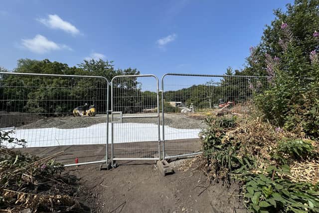 The work site in West Vale, from the canal.