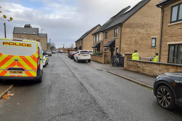 Police at Vickerman Street in Halifax today after a teenage boy died last night