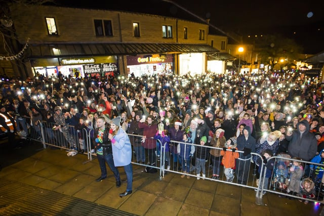Pulse breakfast presenters Danny Mylo and Rosie Madison with the crowd at The Woolshops, Halifax, in 2017