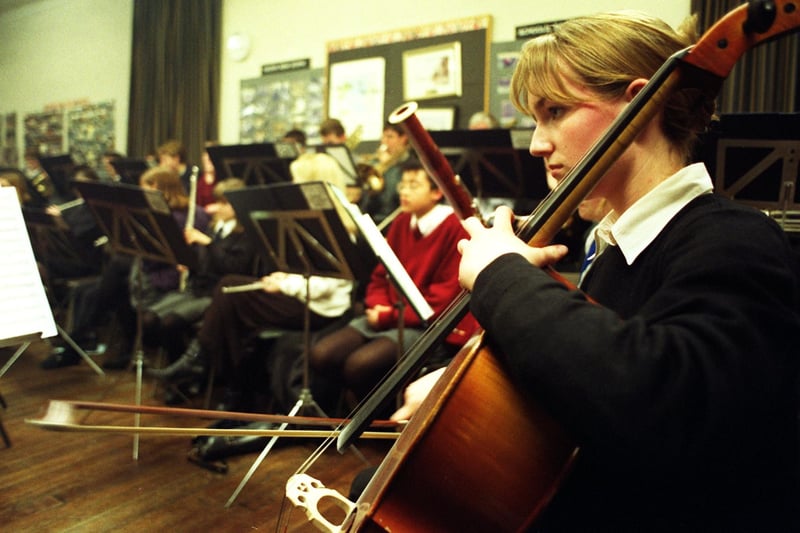 Claire a Cellist in the Calderdale Youth Orchestra rehearsing  in Halifax.
