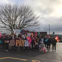 The picket line at Brighouse High School this morning