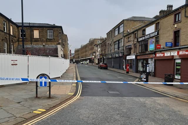 Market Street in Halifax town centre closed this morning by police
