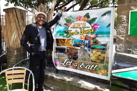 Joseph Belibi, General Manager at The Shakespeare Deluxe Hotel and Kitchen, at his new alfresco dining area JB's Jerk Yard