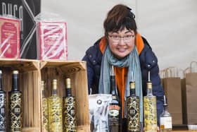 Jayne Wilson on the Bronte Drinks stall at The Piece Hall Makers Market