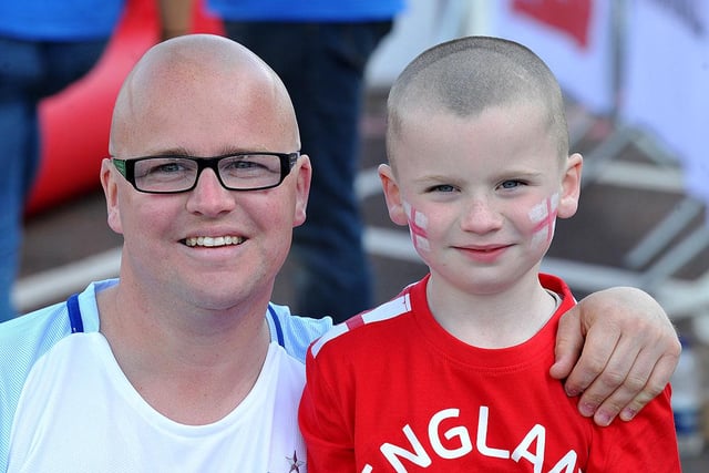 All smiles as they get ready to support England.