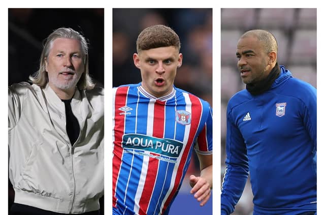 Forest Green boss Robbie Savage, Carlisle striker Regan Linney and Southend manager Kieron Dyer