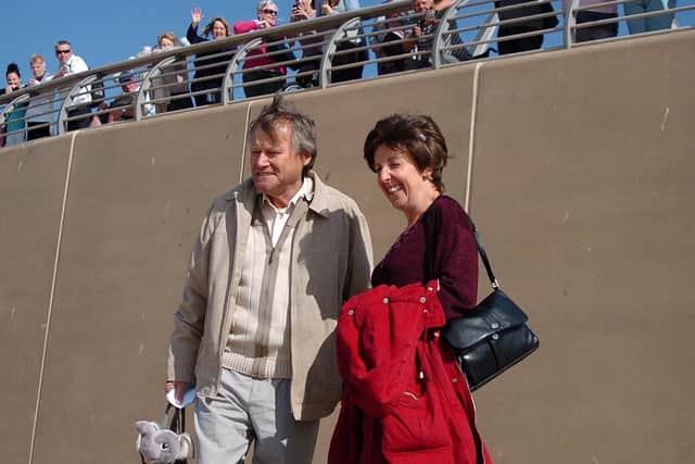 The actors David Neilson and Julie Hesmondhalgh, who play Roy and Hayley Cropper in Coronation Street, were filming scenes on Blackpool beach in 2013. Picture: Rob Lock