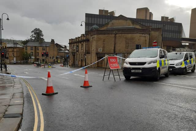 A large section of Halifax town centre was taped off after the stabbings