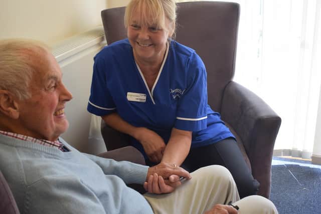 A nurse and patient at Overgate Hospice