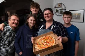 The Foster Family-run business Valley Pizza in Mytholmroyd. Pictured are Chris, Arthur, Frederick, Sophie and Harry