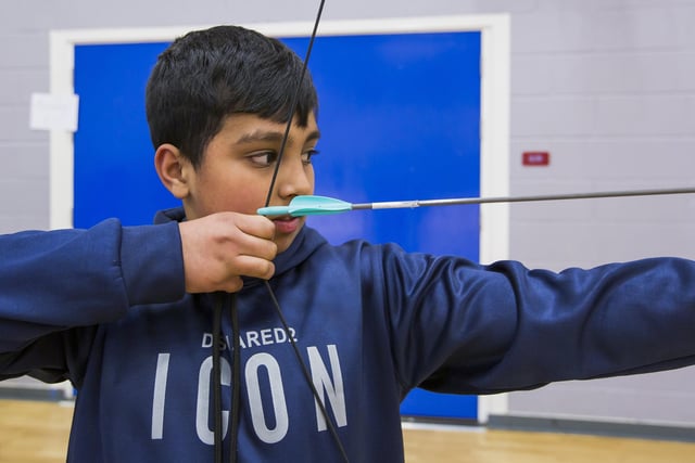 51st Pellon Scouts - Iftar Under the Stars at Halifax Academy. Hassan Hussain, 11, tries archery.