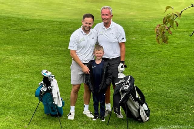 Jason, Jack and Jack's stepson Alfie during their golfing fundraiser