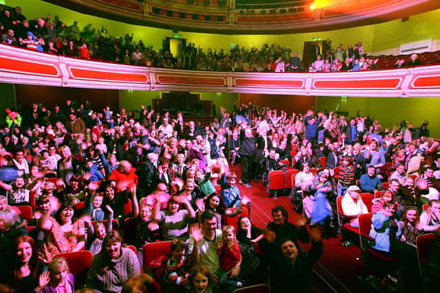 The  panto audience at the Victoria Theatre, Halifax back in 2017.