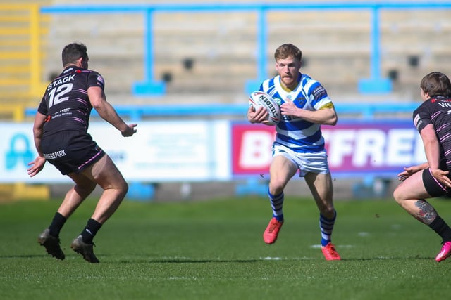 2. Action from Halifax Panthers' win over Barrow Raiders at The Shay, on Sunday, April 2, in the fourth round of the Challenge Cup. (Photo credit: Simon Hall)