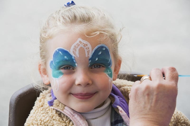 Elbie Bishop, five, gets her face painted at St John's Church, Bradshaw