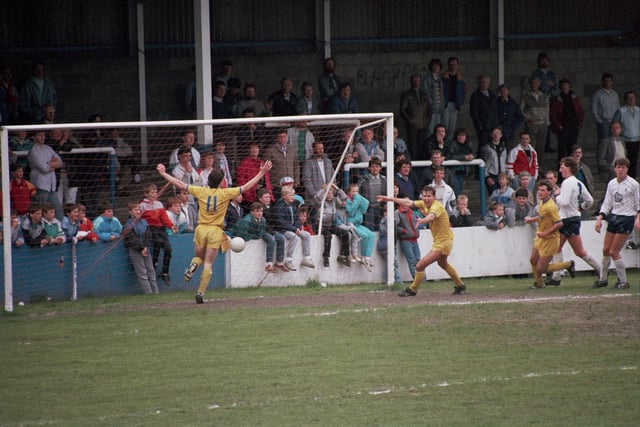 Rochdale v Town, May 4, 1987. Russell Black scores.