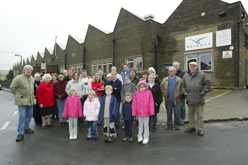 Residents of Wainstalls protesting about the proposed pulling down of Wainstalls mill for development.