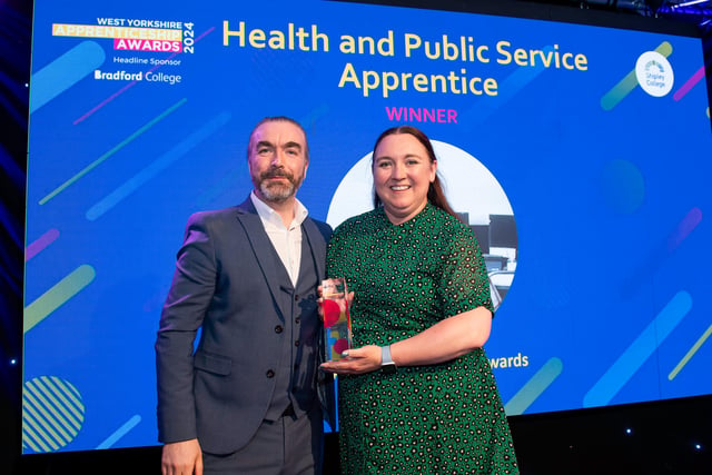Award winner Bernadette McNichol, of Leeds Teaching Hospitals Trust, had the award accepted on her behalf by a colleague, pictured with Greg O'Shea