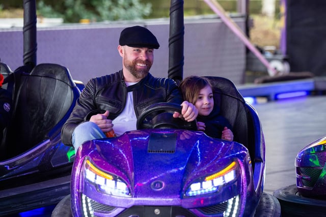 Andrew Hopley with his daughter at Stewart Robinson's funfair in Halifax