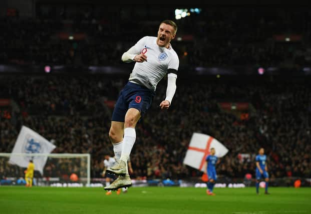 Jamie Vardy in action for England