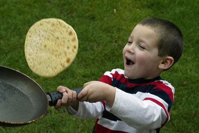 Jacob tosses a pancake at Apple Tree Day Nursery, Queens Road, Halifax back in 2007.