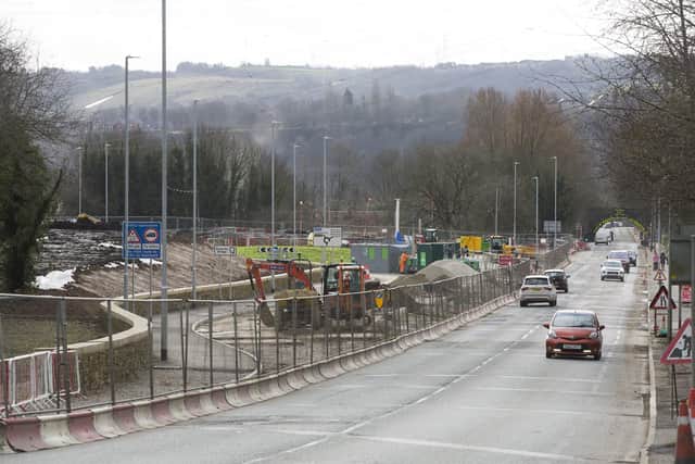 A629 roadworks, Calder and Hebble junction, Stainland Road