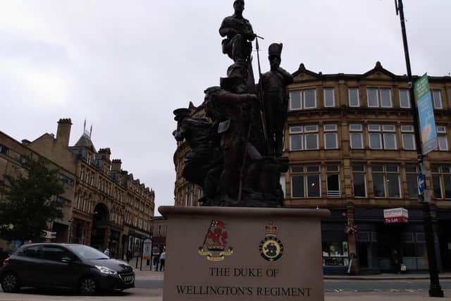 The statue marking more than 300 years of the Dukes in Halifax, at Woolshops in the heart of the town centre