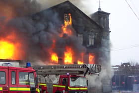 Flashback: Firefighters tackle the blaze at the imposing Clough Mills in Shelf in February 2005.