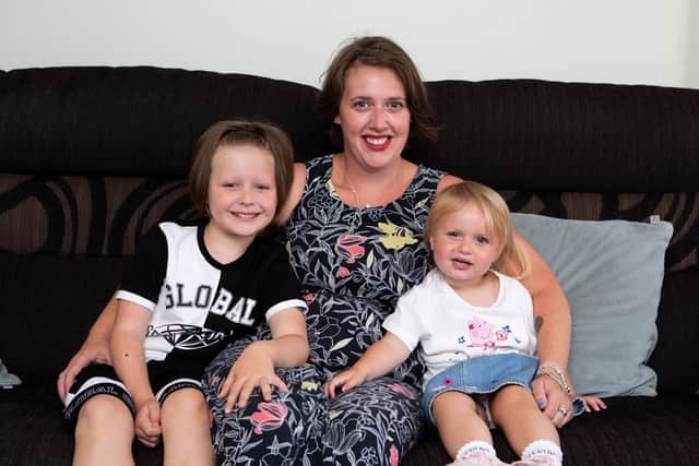 Brighouse mum Lauren Lee doing a head shave to raise awareness and funds, as her son has Alopecia. Pictured with her children Killian and Ada Brigg