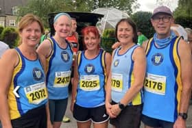 Halifax Harriers' veterans at the ninth round of the YVAA Grand Prix in Northowram.