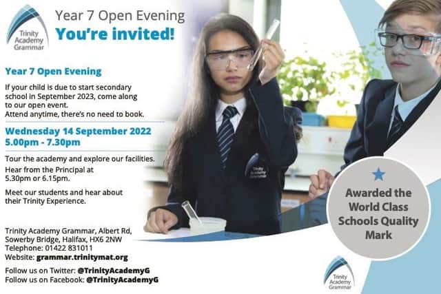 Year Seven Open Evening will take place on Wednesday, September 14, from 5pm