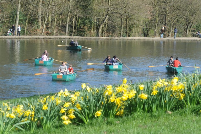 Taking to the water on a boat at Shibden Park is a way locals choose to spend an afternoon.