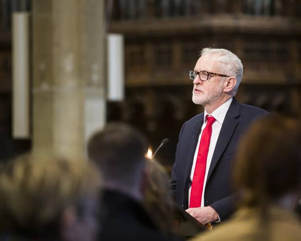 Former Labour leader Jeremy Corbyn at the remembrance service for Alice Mahon